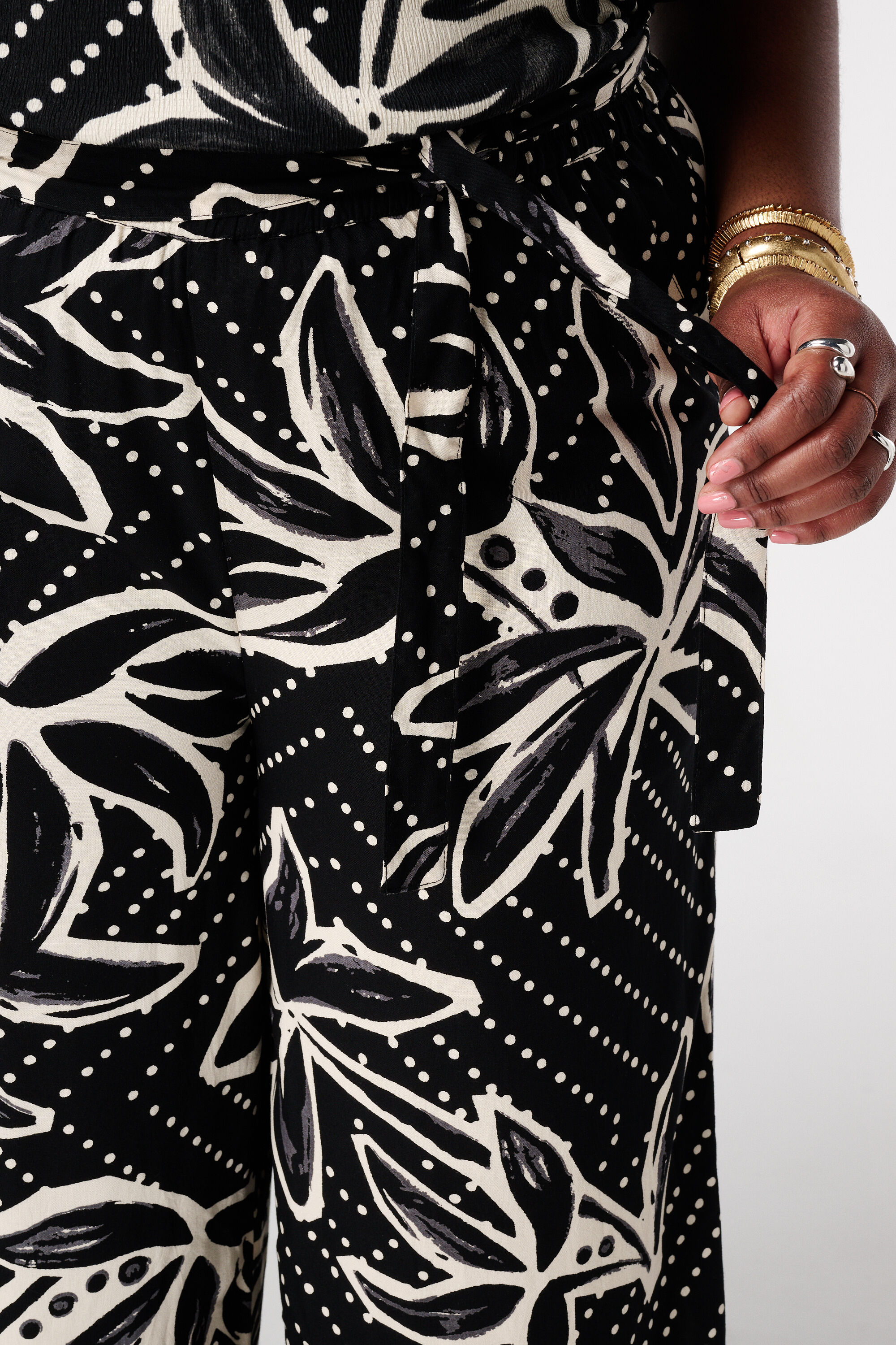 Wide leg broek met print image number 4