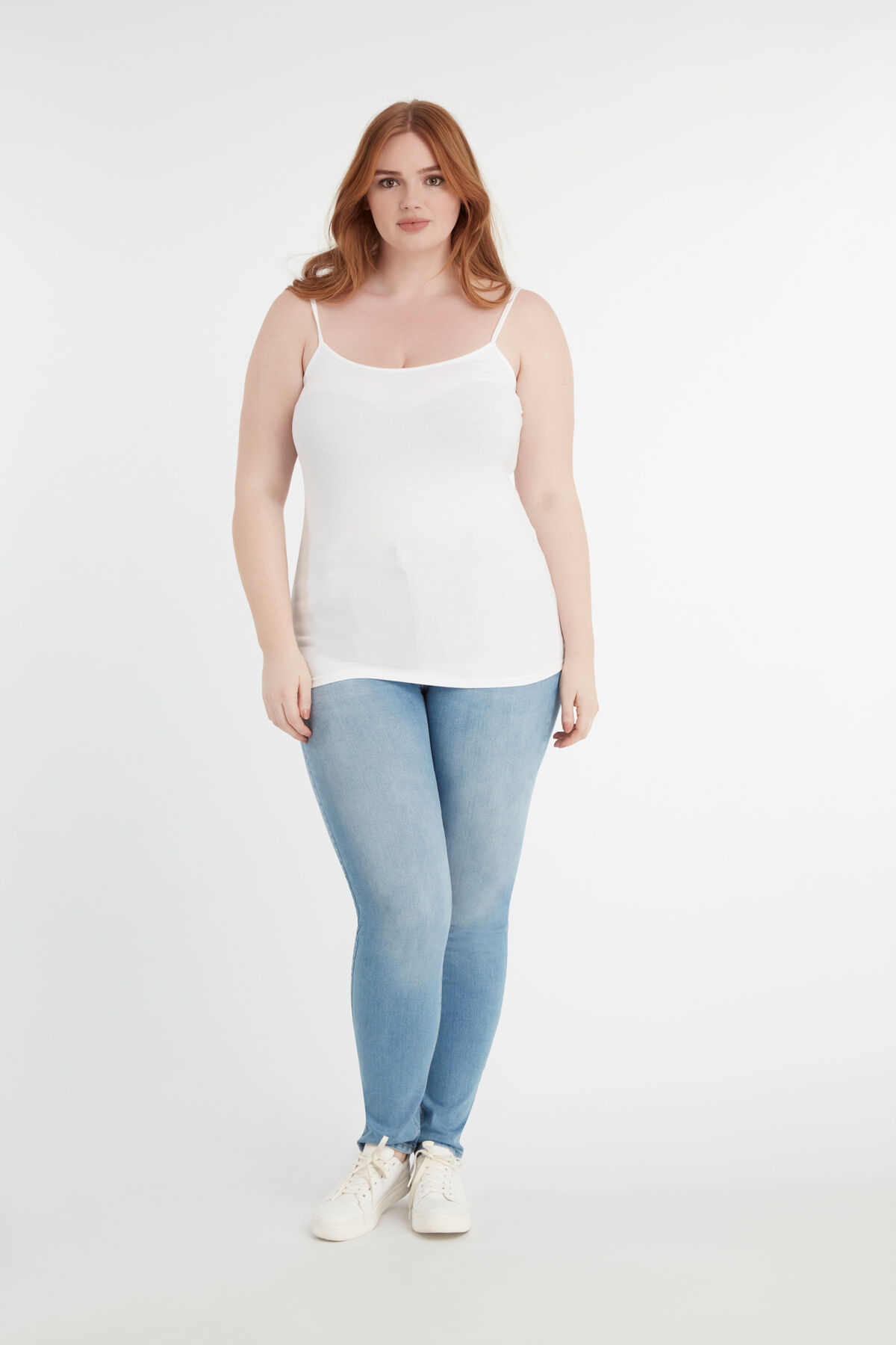 Katoenen top met spaghettibandjes image number 3