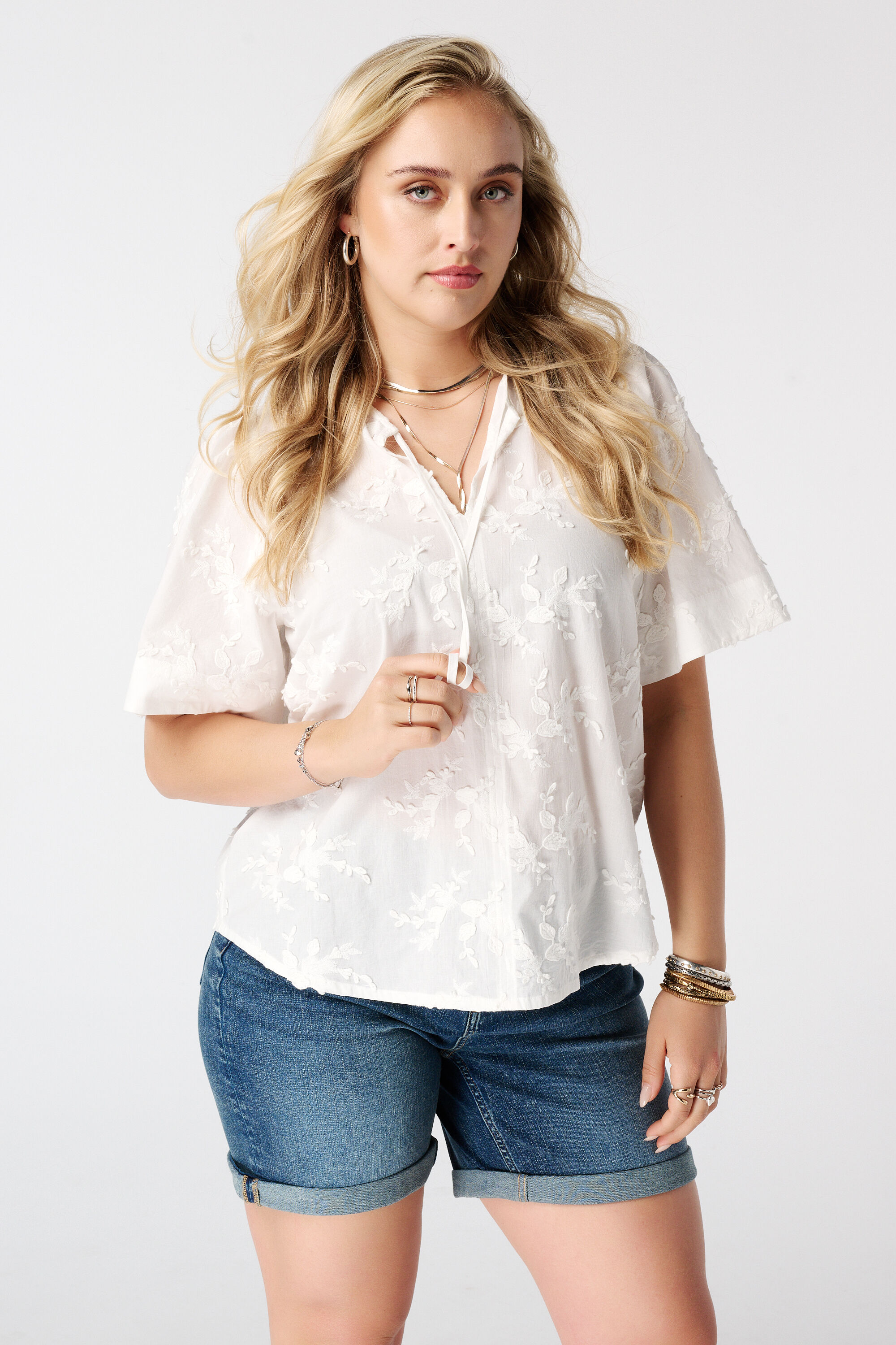 Katoenen blouse met borduursel