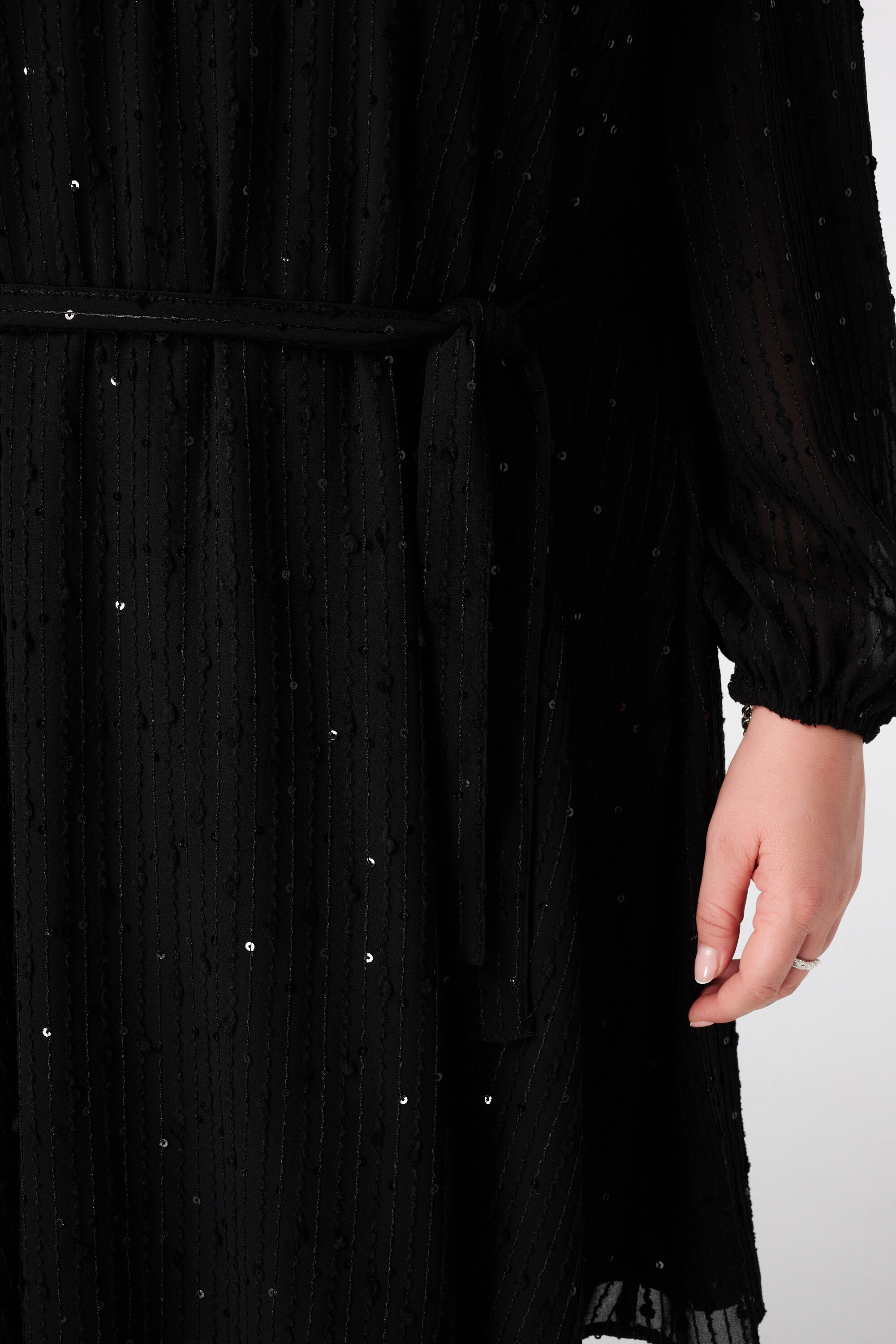 Jurk met glitter pailletten en ceintuur image number 6