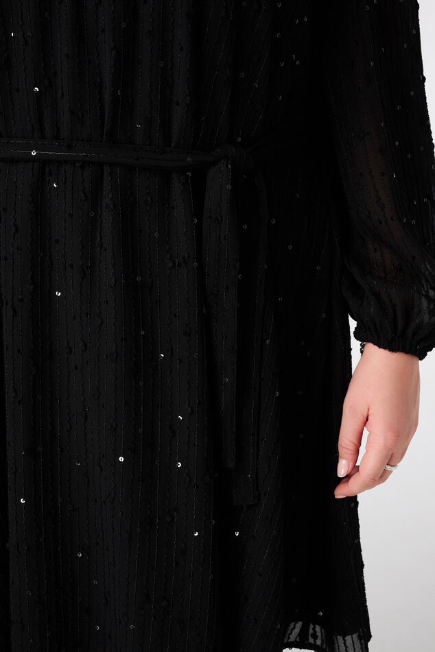 Jurk met glitter pailletten en ceintuur image number 6