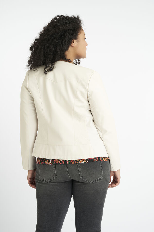 Imitatieleren bikerjack met ronde hals image number 3