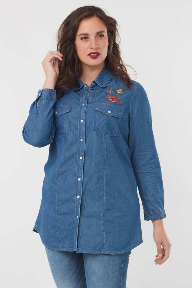 Denimblouse met embroidery image number 0