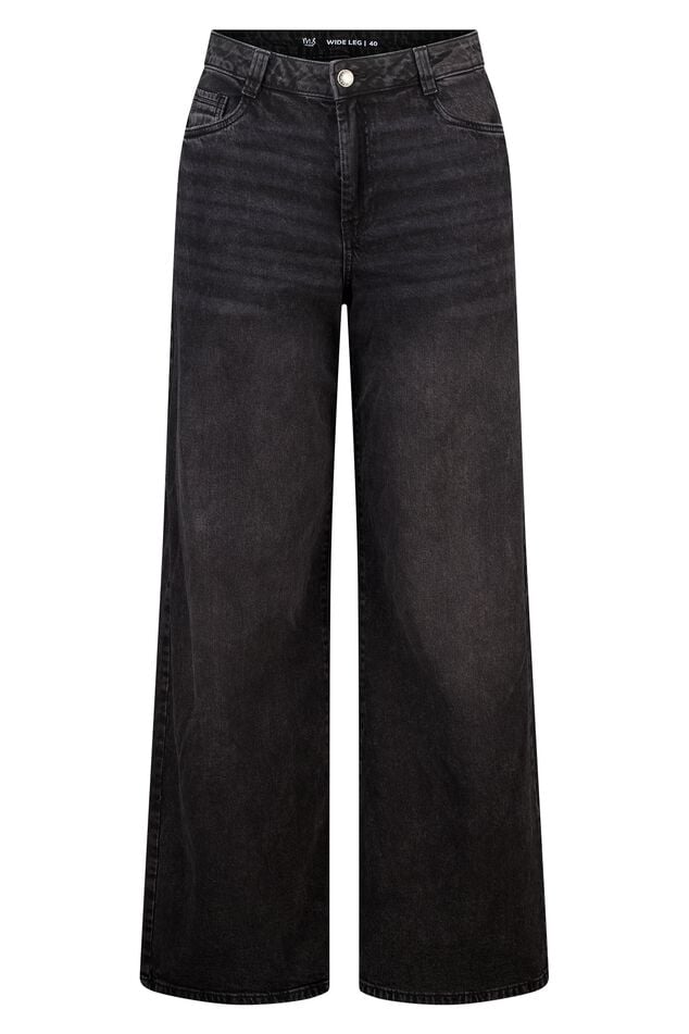 Wide leg jeans met hoge taille image number 1