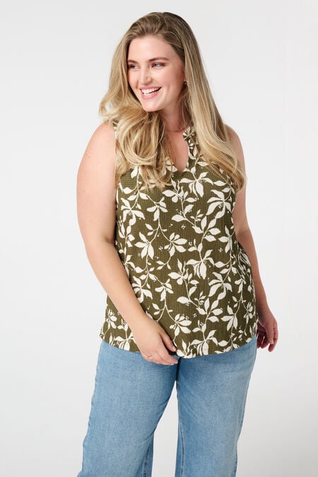 Mouwloze top met print Mouwloze top met print