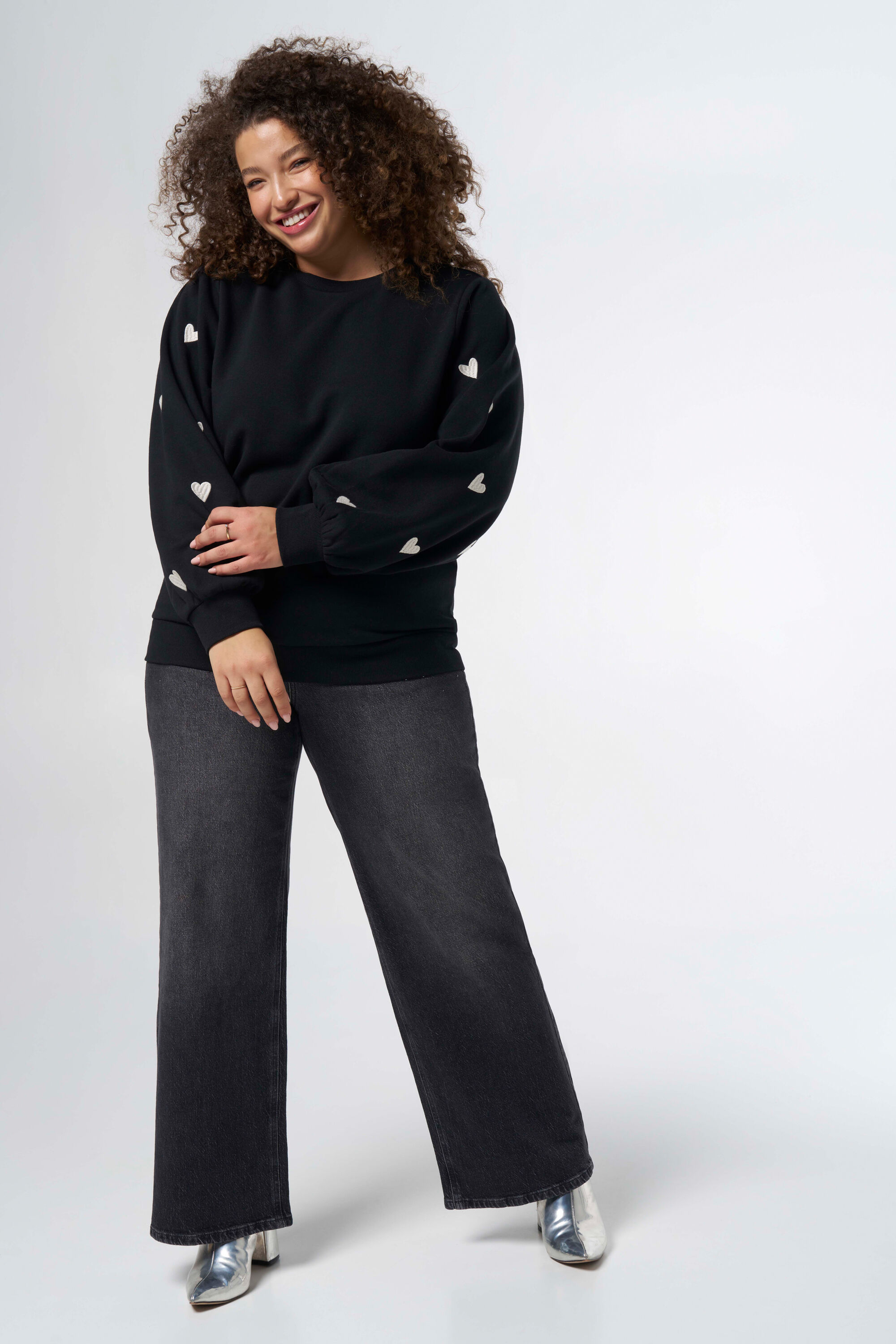 Dames Trui met hartjes mouwen | MS Mode