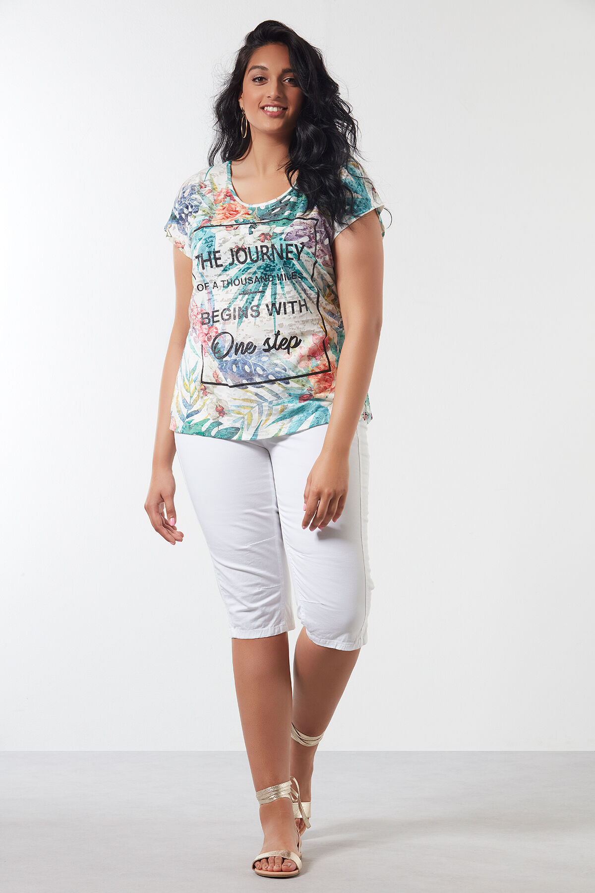 Katoenen capri broek image number 4