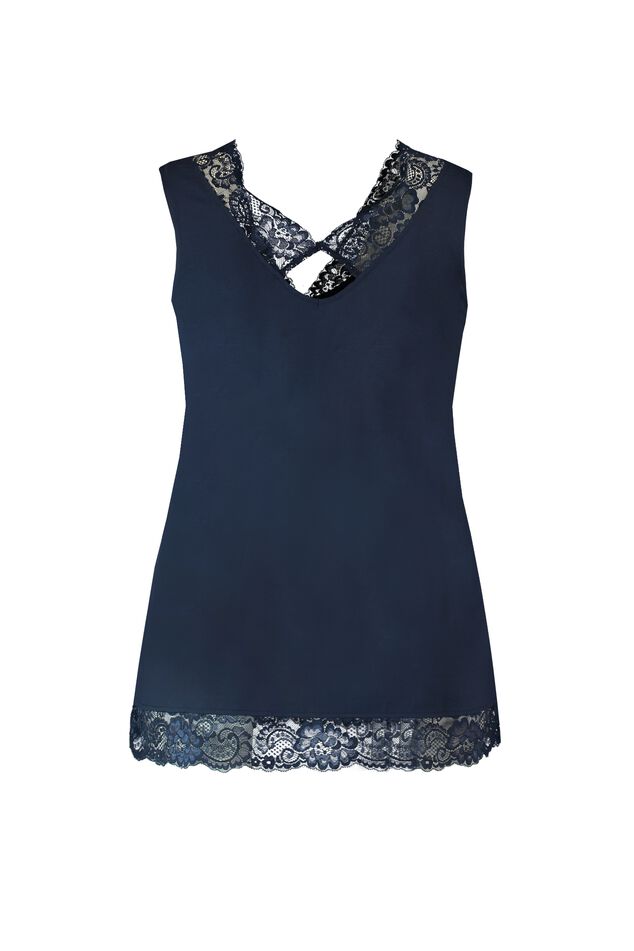 Mouwloze top met kant image number 2