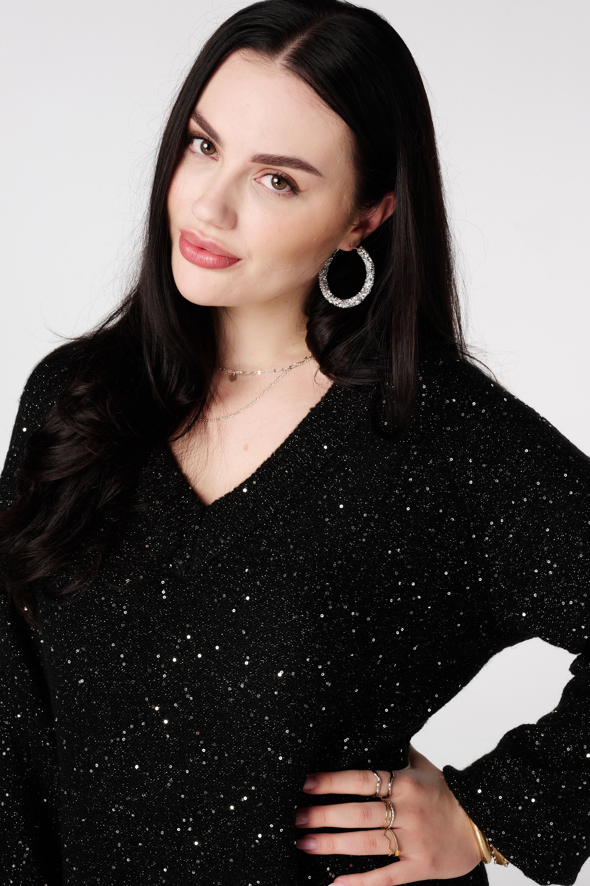 Gebreide tuniek met glitter en pailletten image number 4