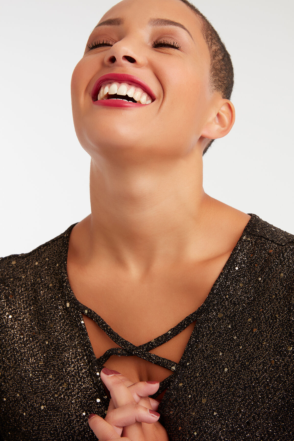 Lurex feestjurk met pailletten image number 5