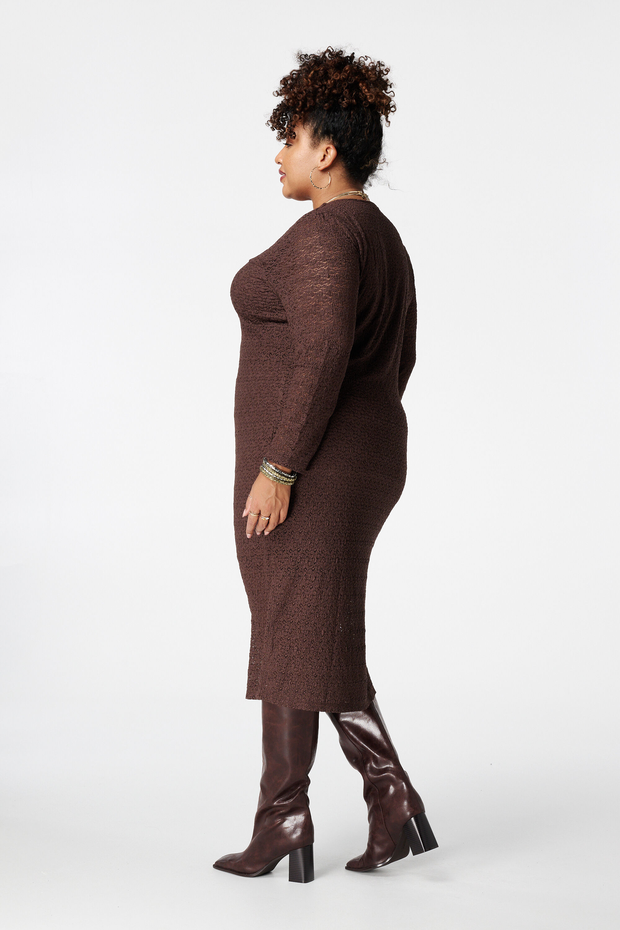 Kanten midi jurk image number 3