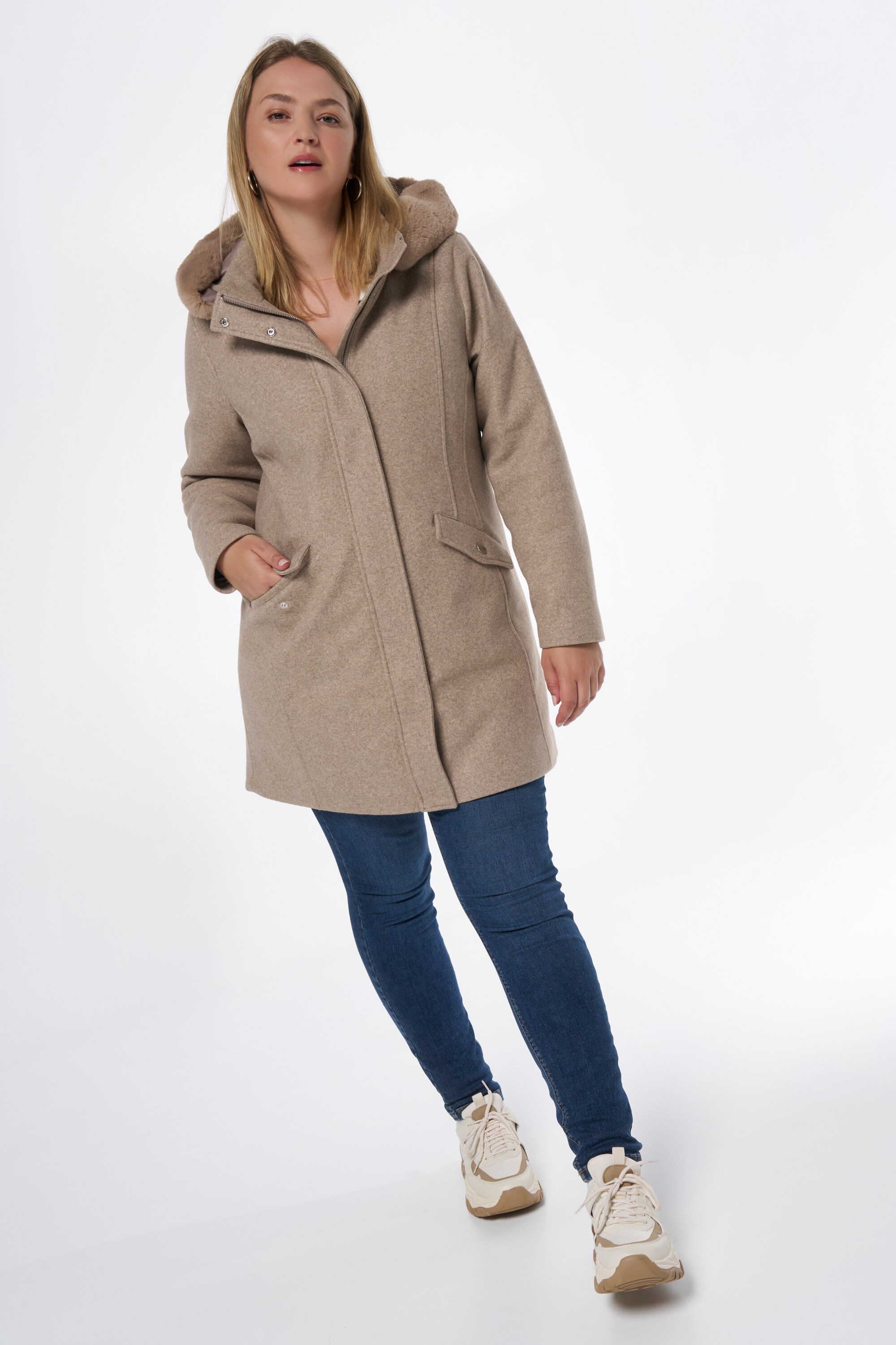 Jas met kraag van imitatiebont image number 5