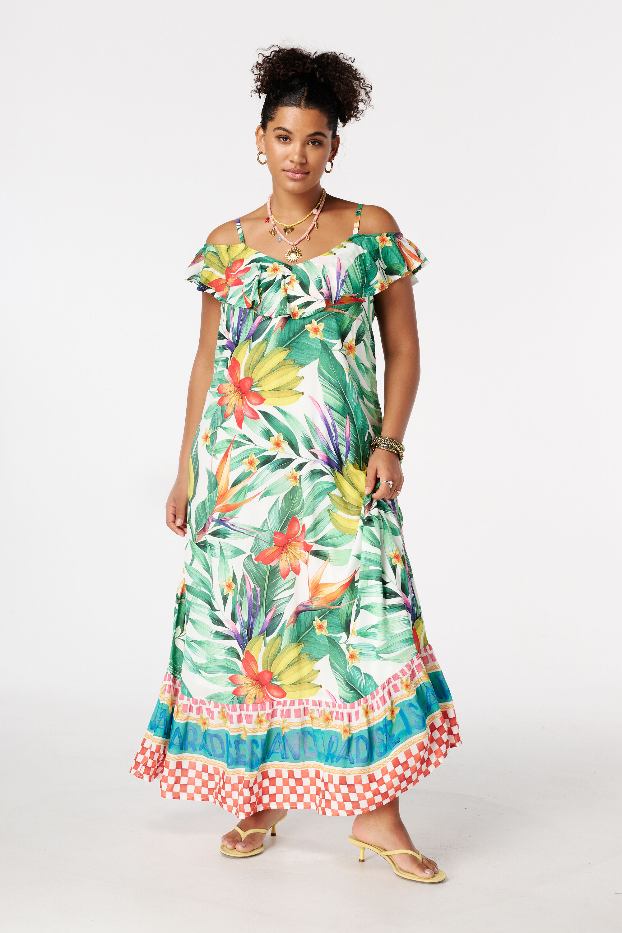 Maxi jurk met korte mouwen image number 5