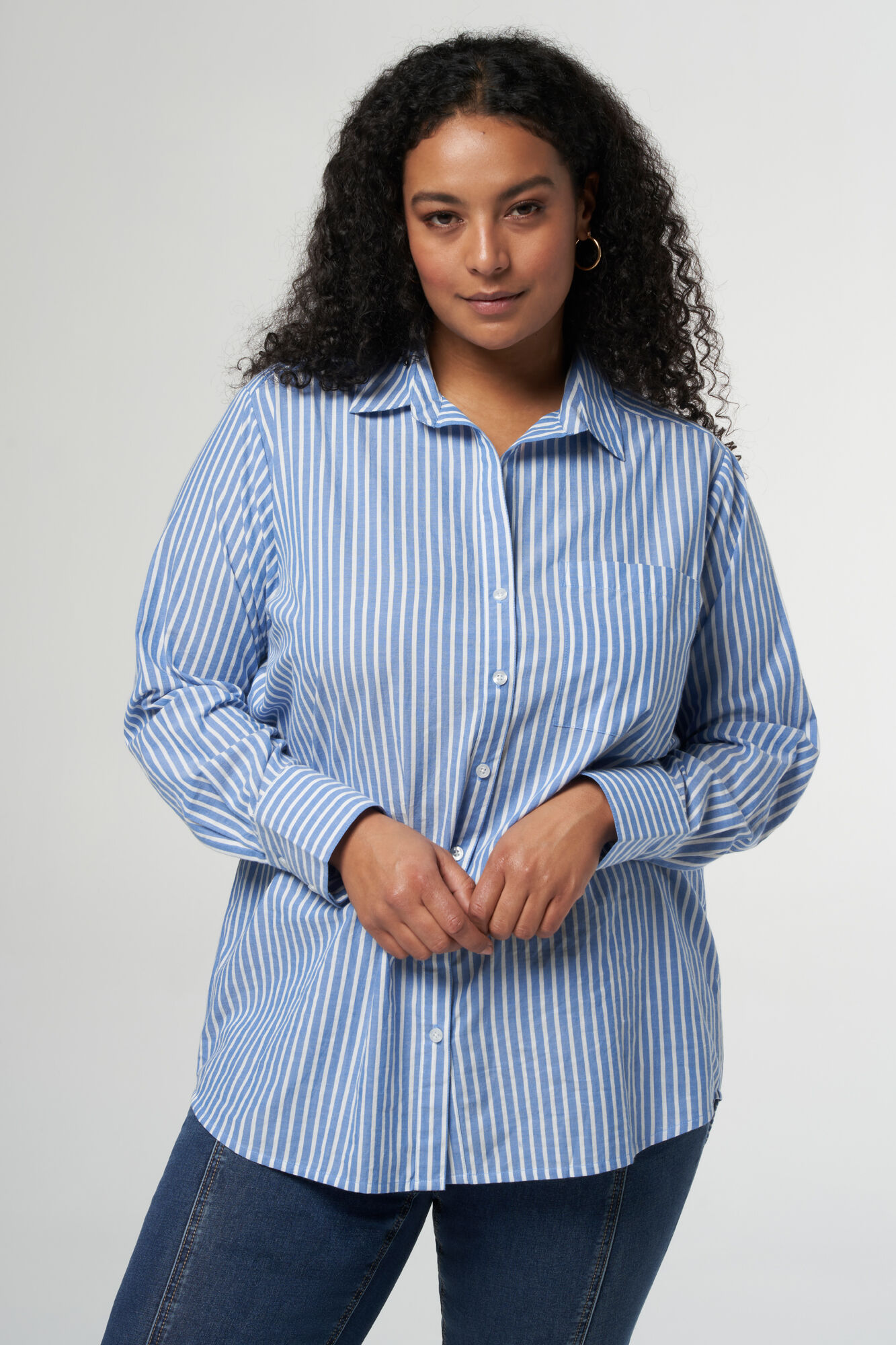 Ruimvallende overhemd met strepen image number 6