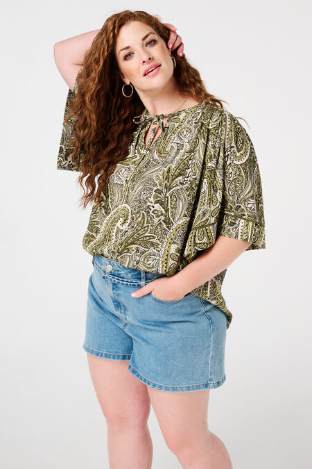 Blouse met print en strikdetail Blouse met print en strikdetail
