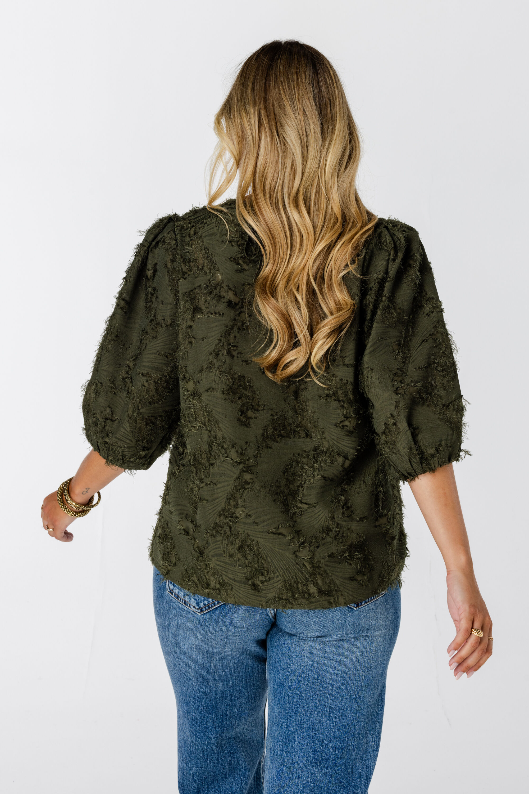 Blouse met korte pofmouw image number 3