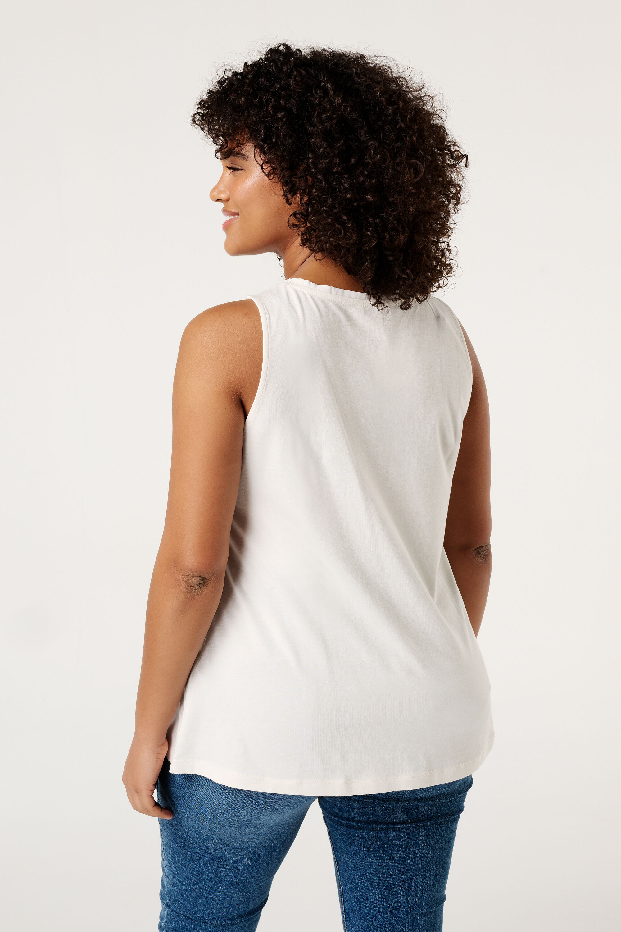 Mouwloze top met V-hals image number 3