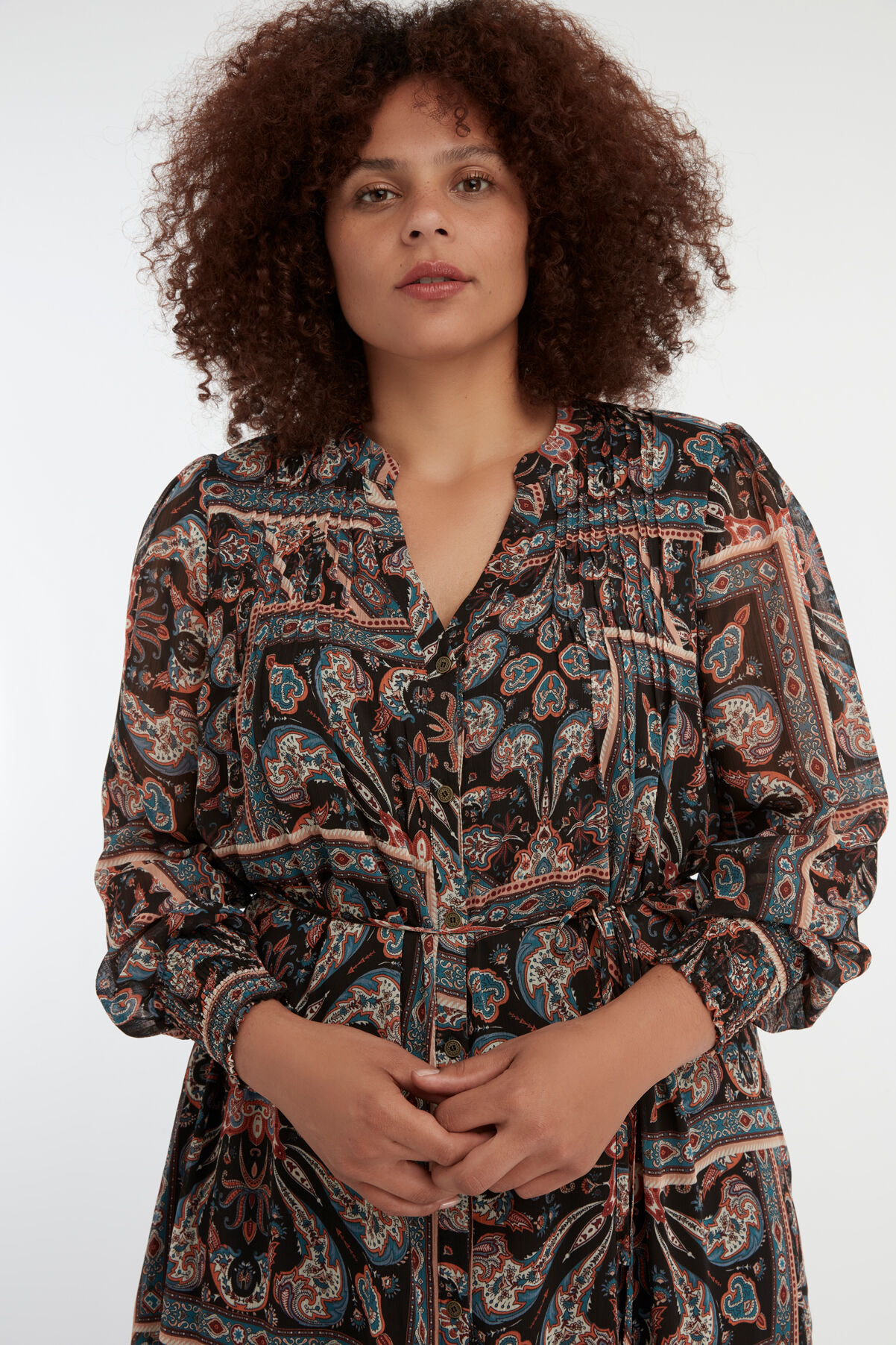 Midi jurk met paisley print image number 5