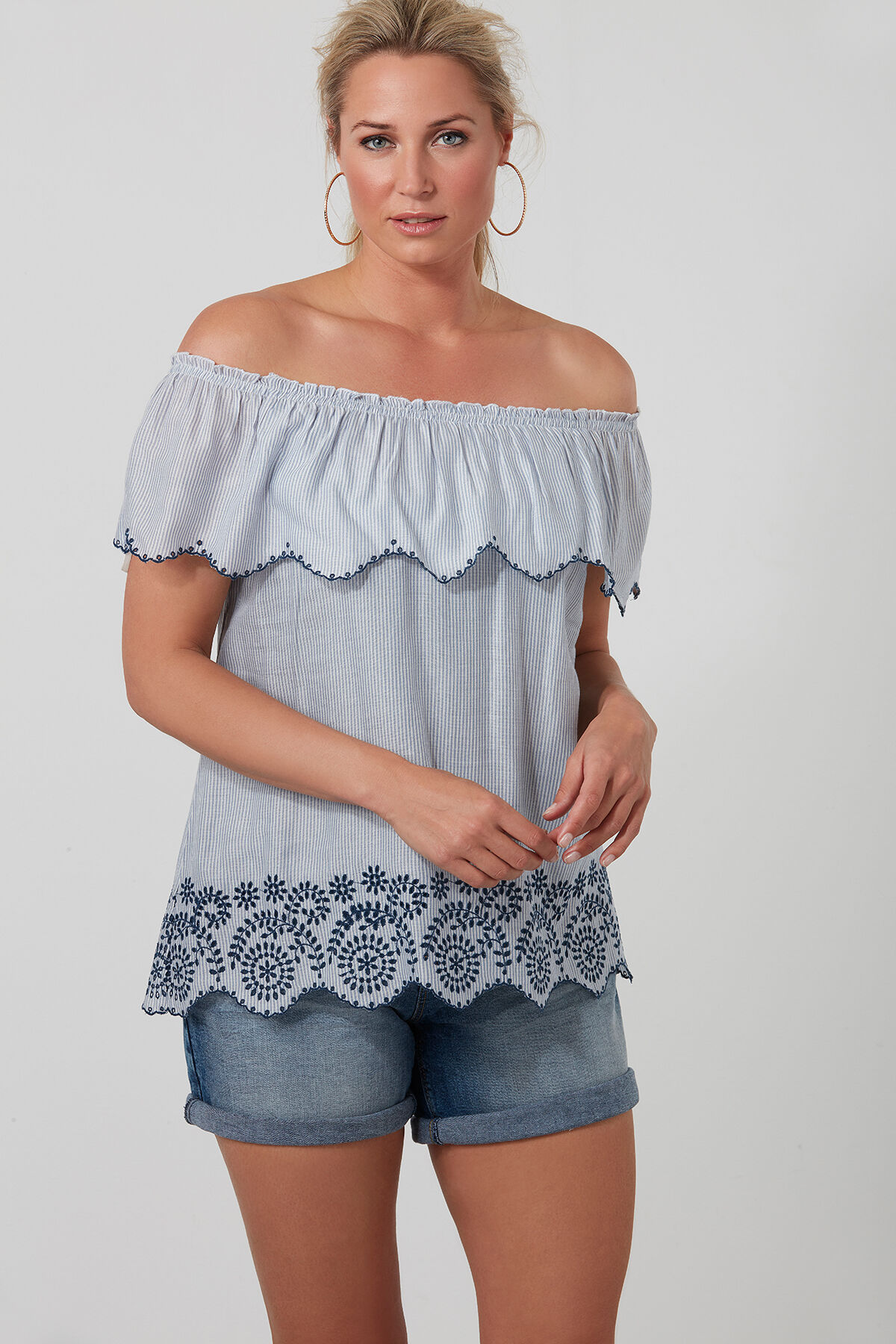 Off-shoulder top met ruches image number 0