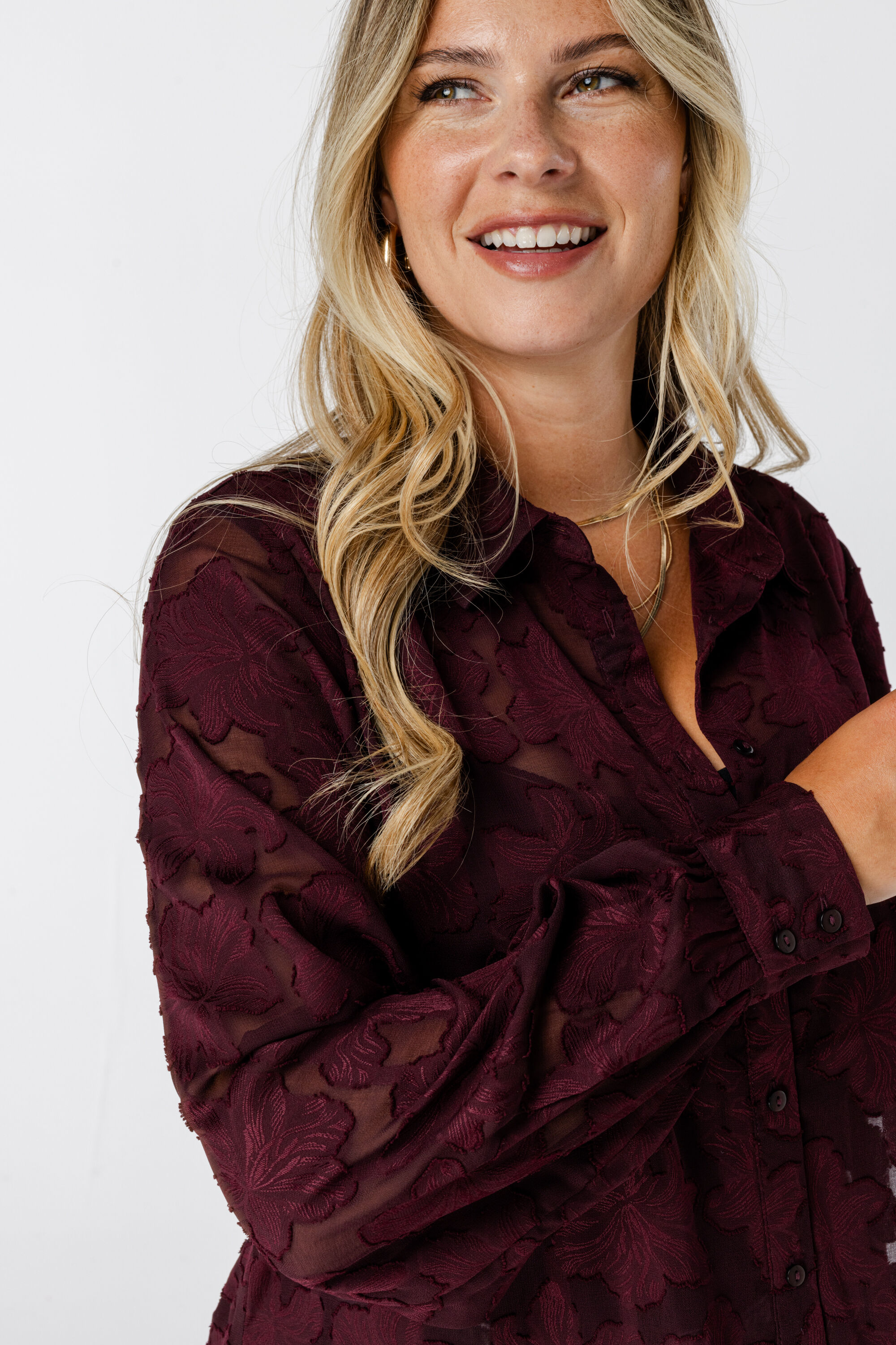 Sheer blouse met bloemen structuur image number 5