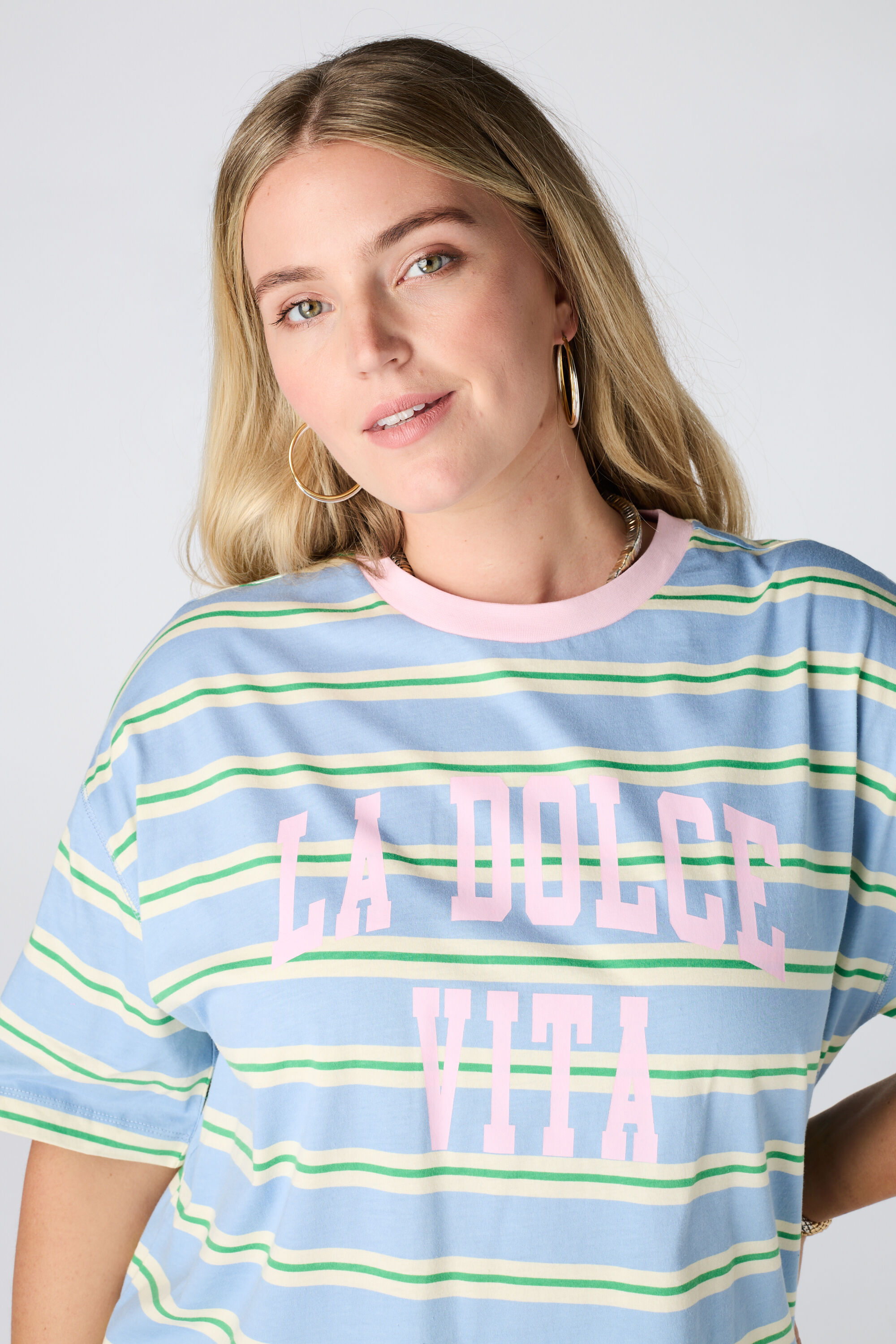 Gestreept t-shirt met tekst image number 4