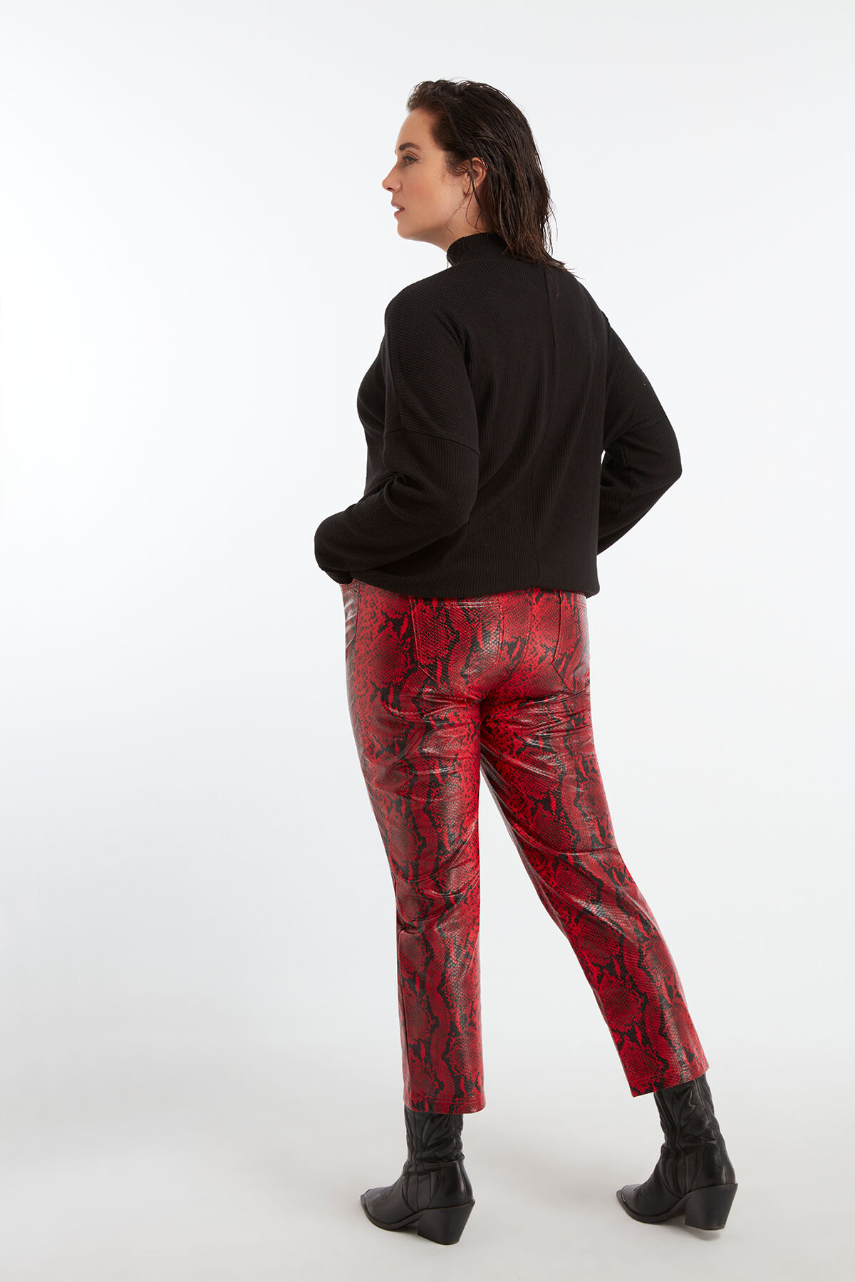 Cropped straight leg met slangenprint image number 5