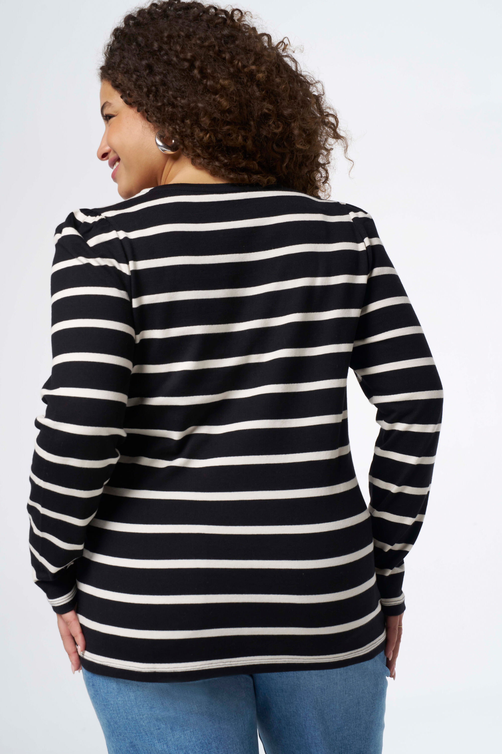 Gestreepte top met lange mouwen image number 3
