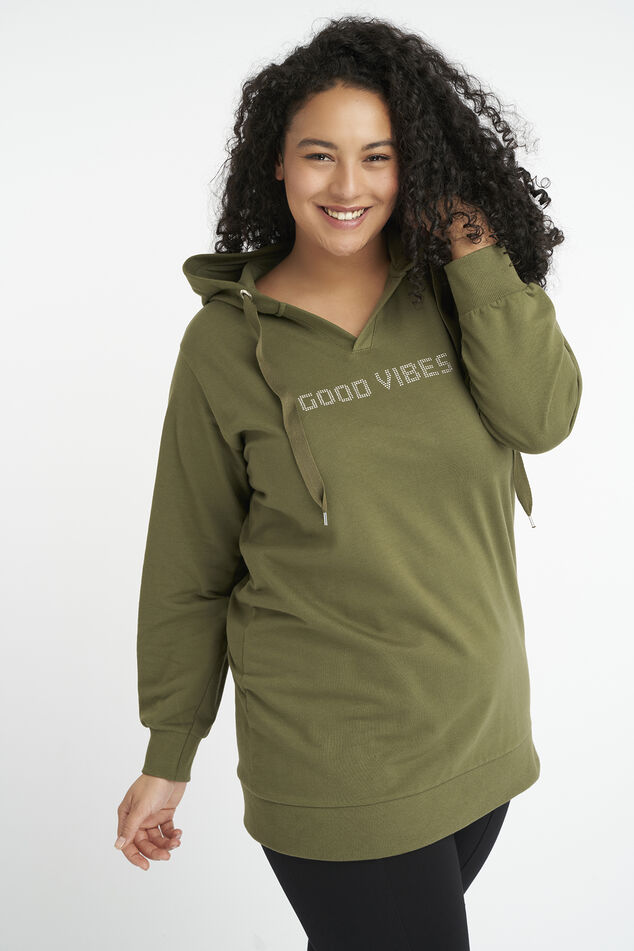 Lange sweater met opdruk image number 0