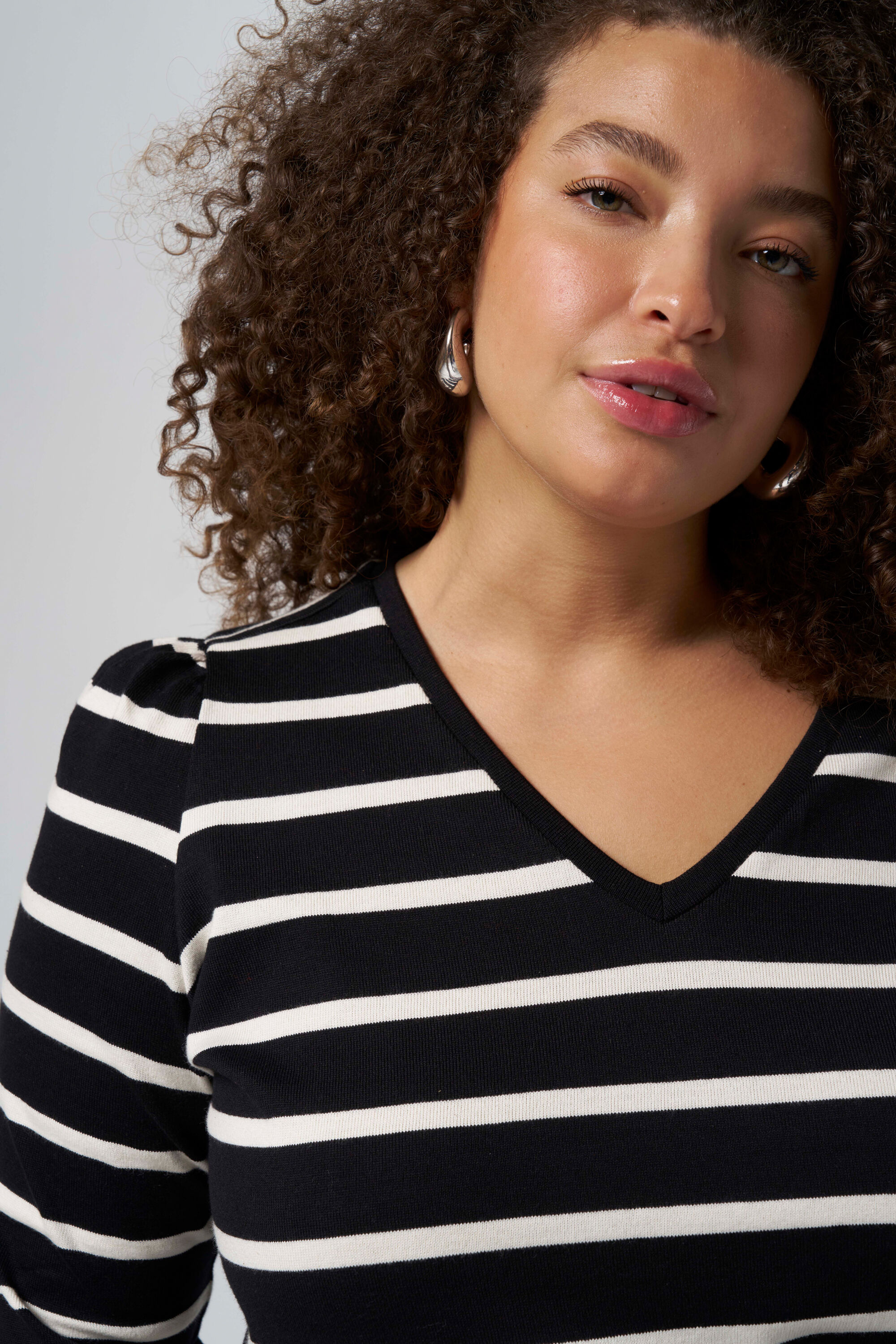 Gestreepte top met lange mouwen image number 4