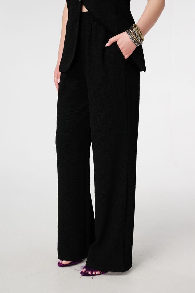 Broek met lurex en elastische tailleband image number 5