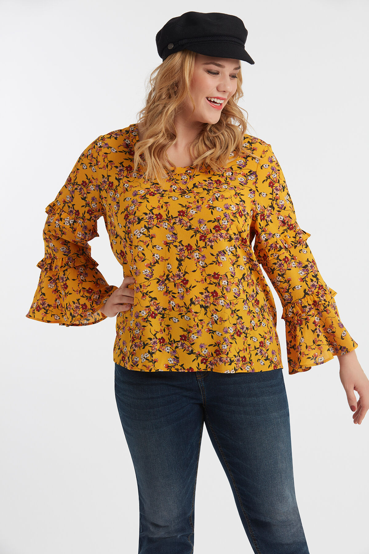 Blouse met volant mouwen image number 3