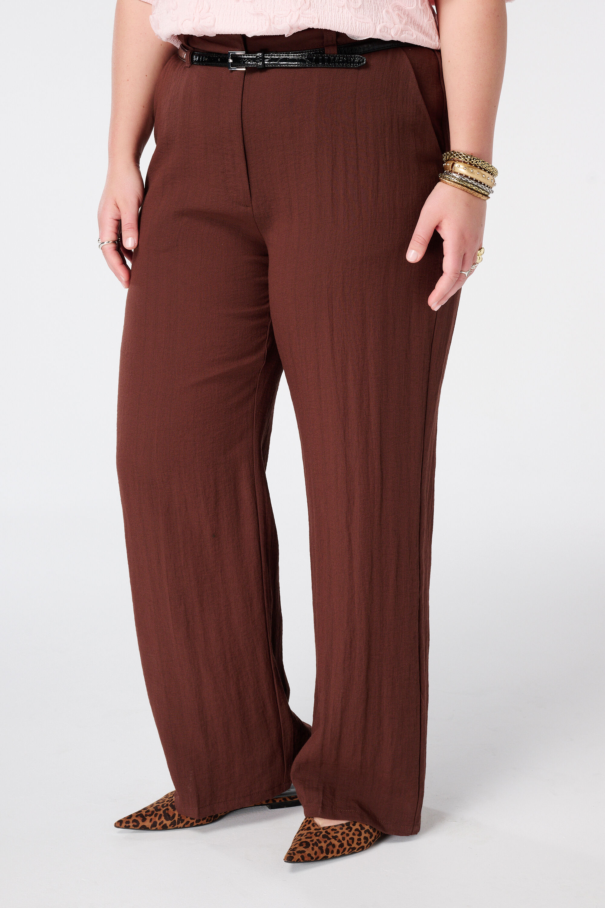 Linnen broek met ceintuur image number 5
