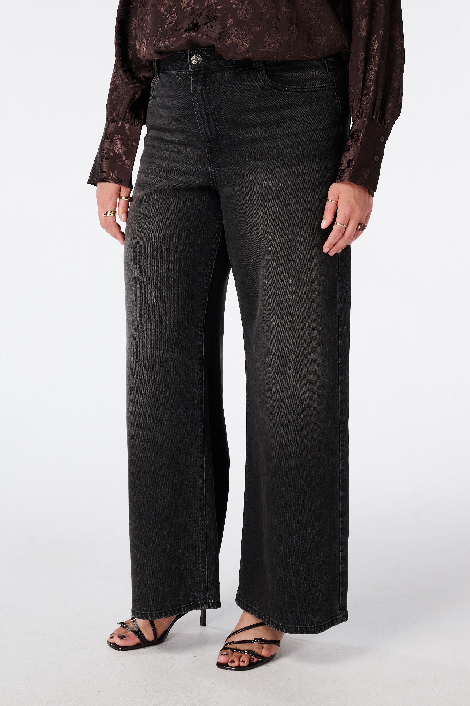 Wide leg jeans met hoge taille image number 5