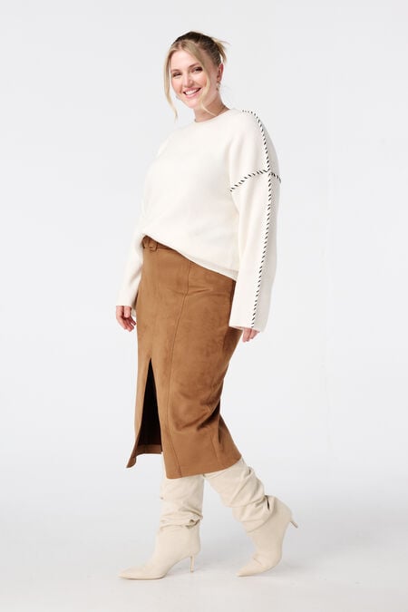 Midi rok in suède look met riempje Midi rok in suède look met riempje