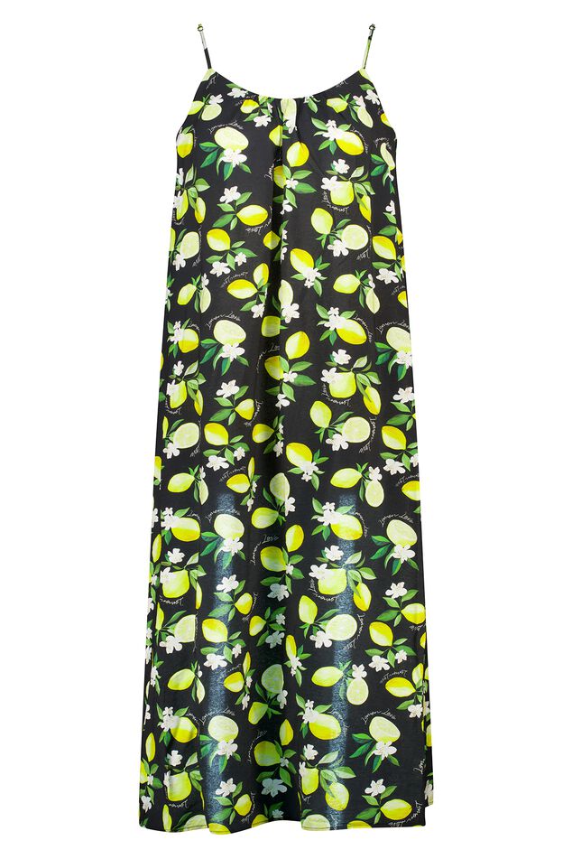 Maxi jurk met citroenprint image number 1