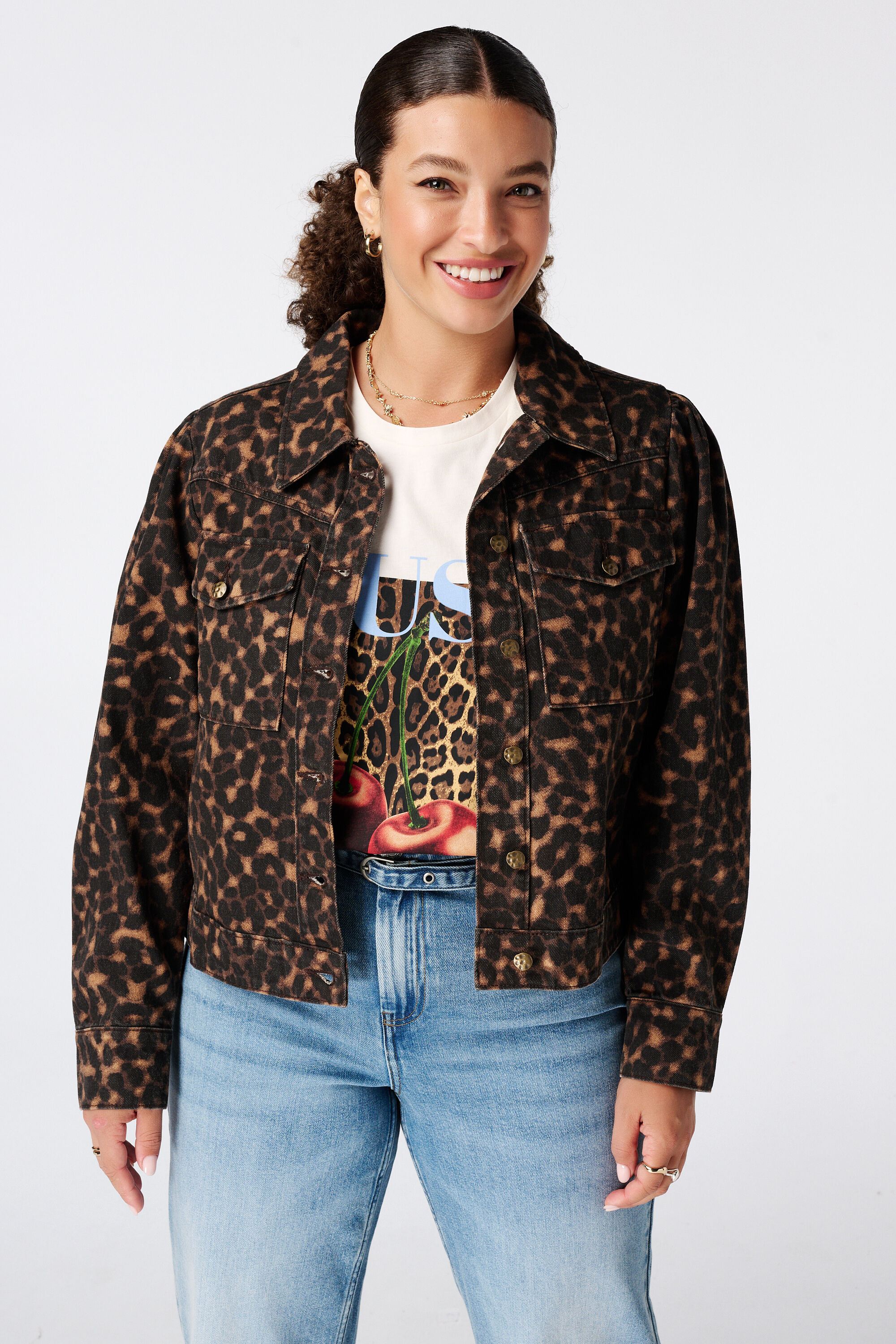 Spijkerjasje met animal print