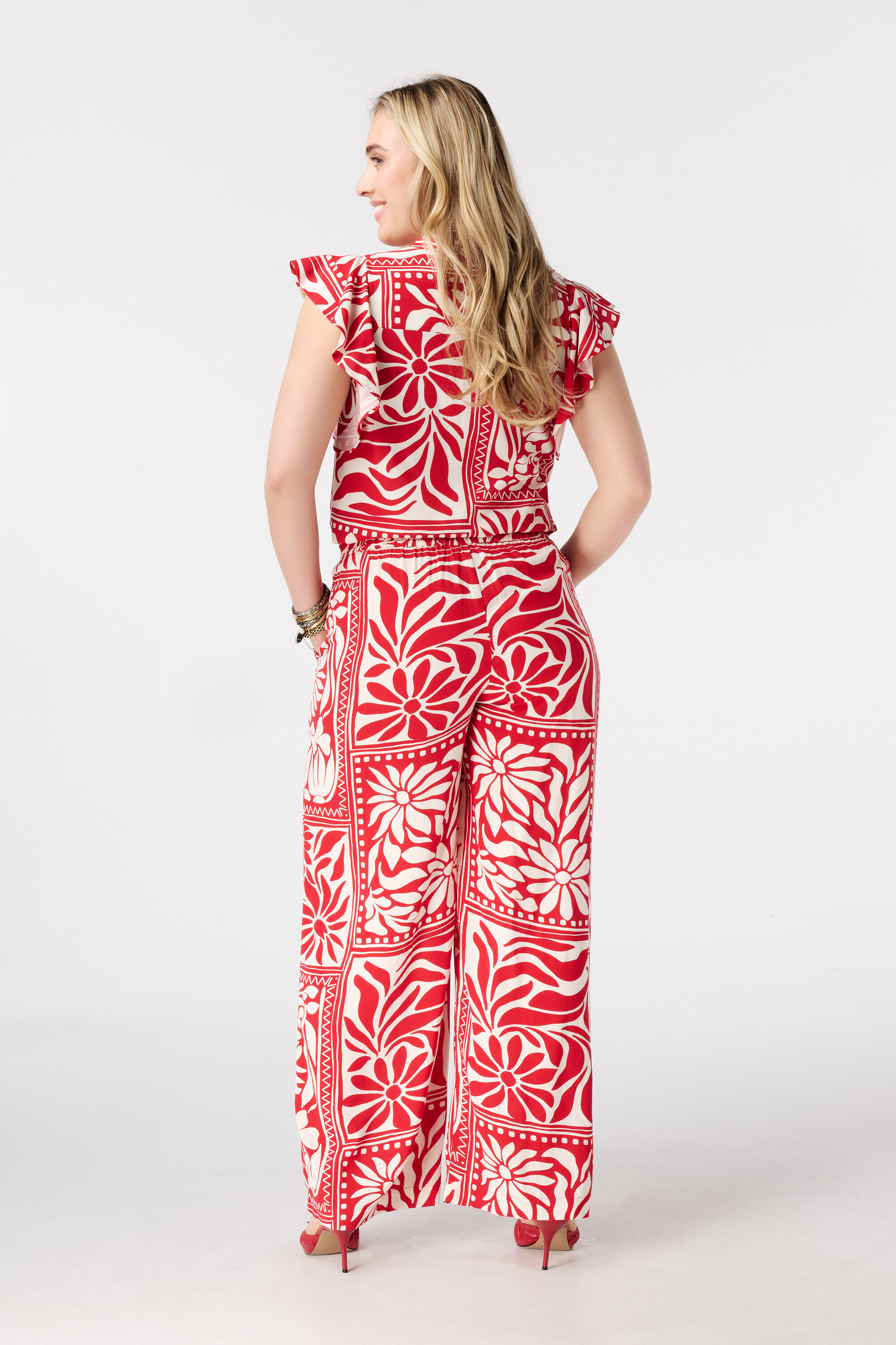 Wide leg broek met print image number 3