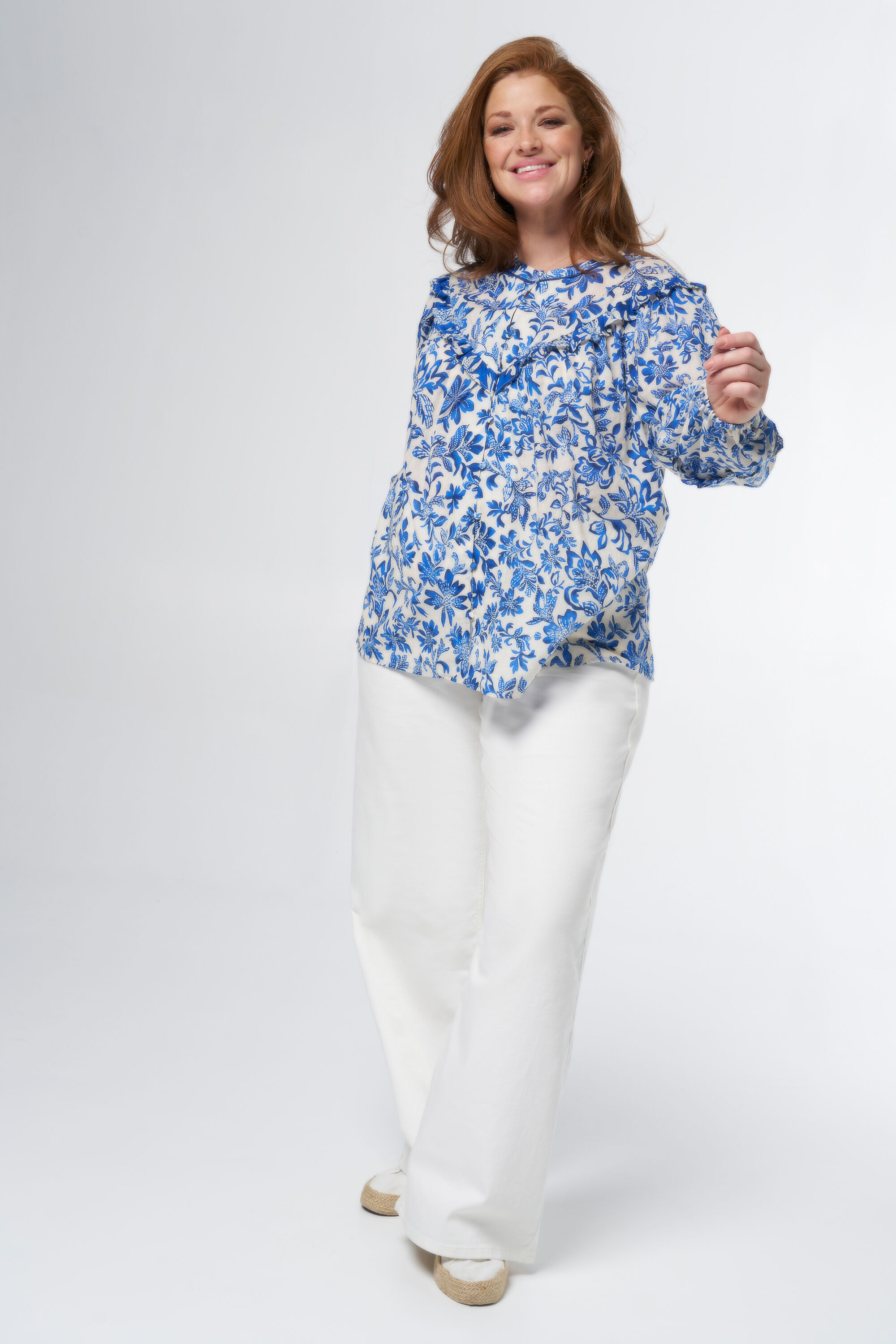 Blouse met print en ruffles image number 5