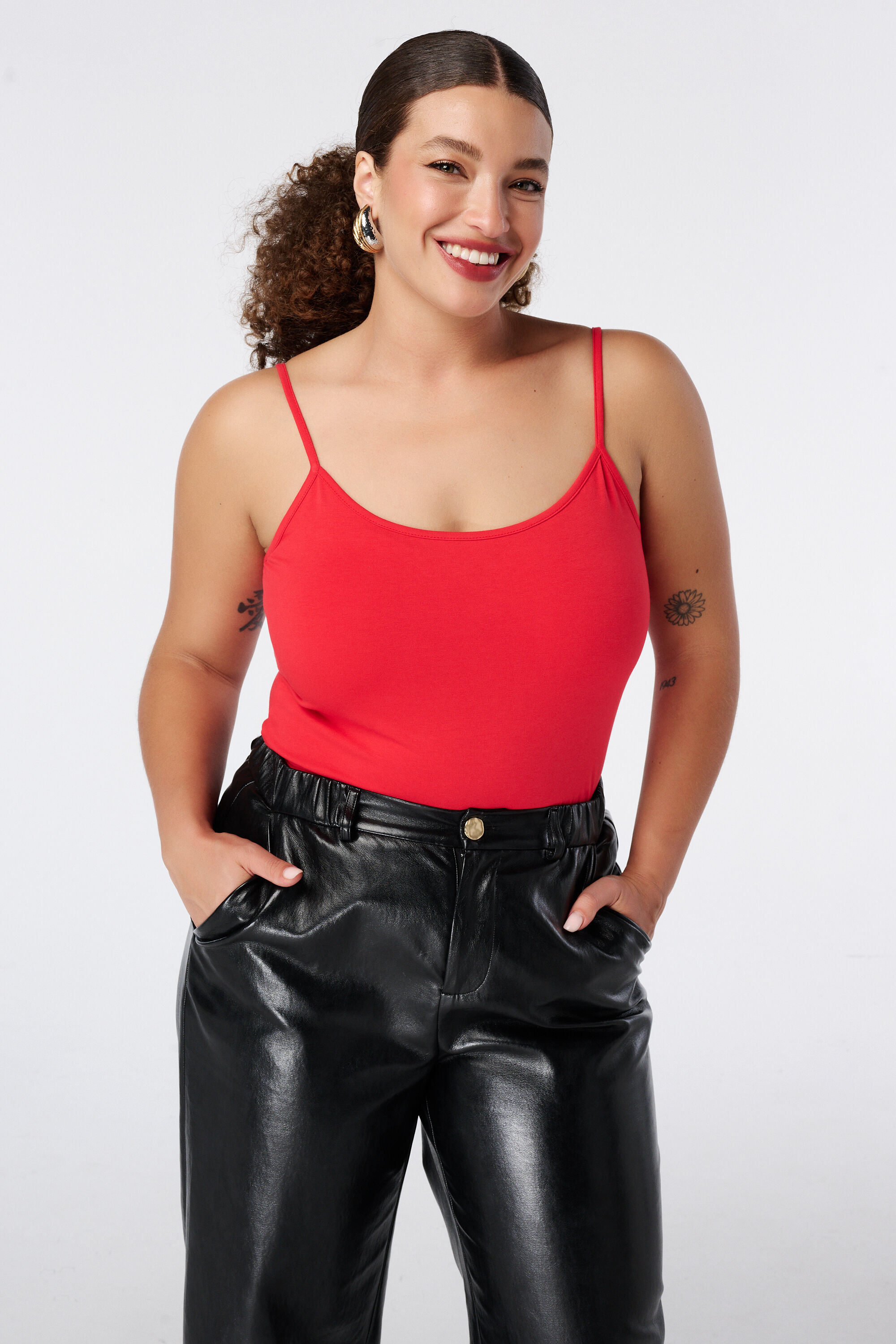 Spaghetti top met stretch