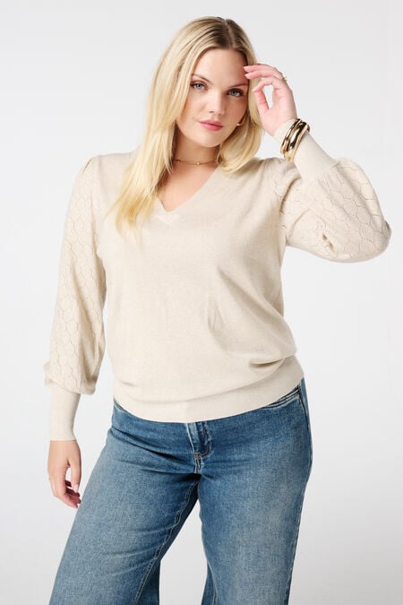 Trui met lurex en details op de mouwen Trui met lurex en details op de mouwen