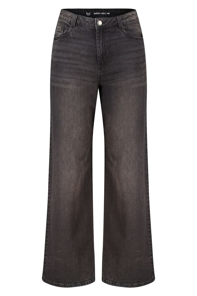 Wide leg jeans met hoge taille image number 1
