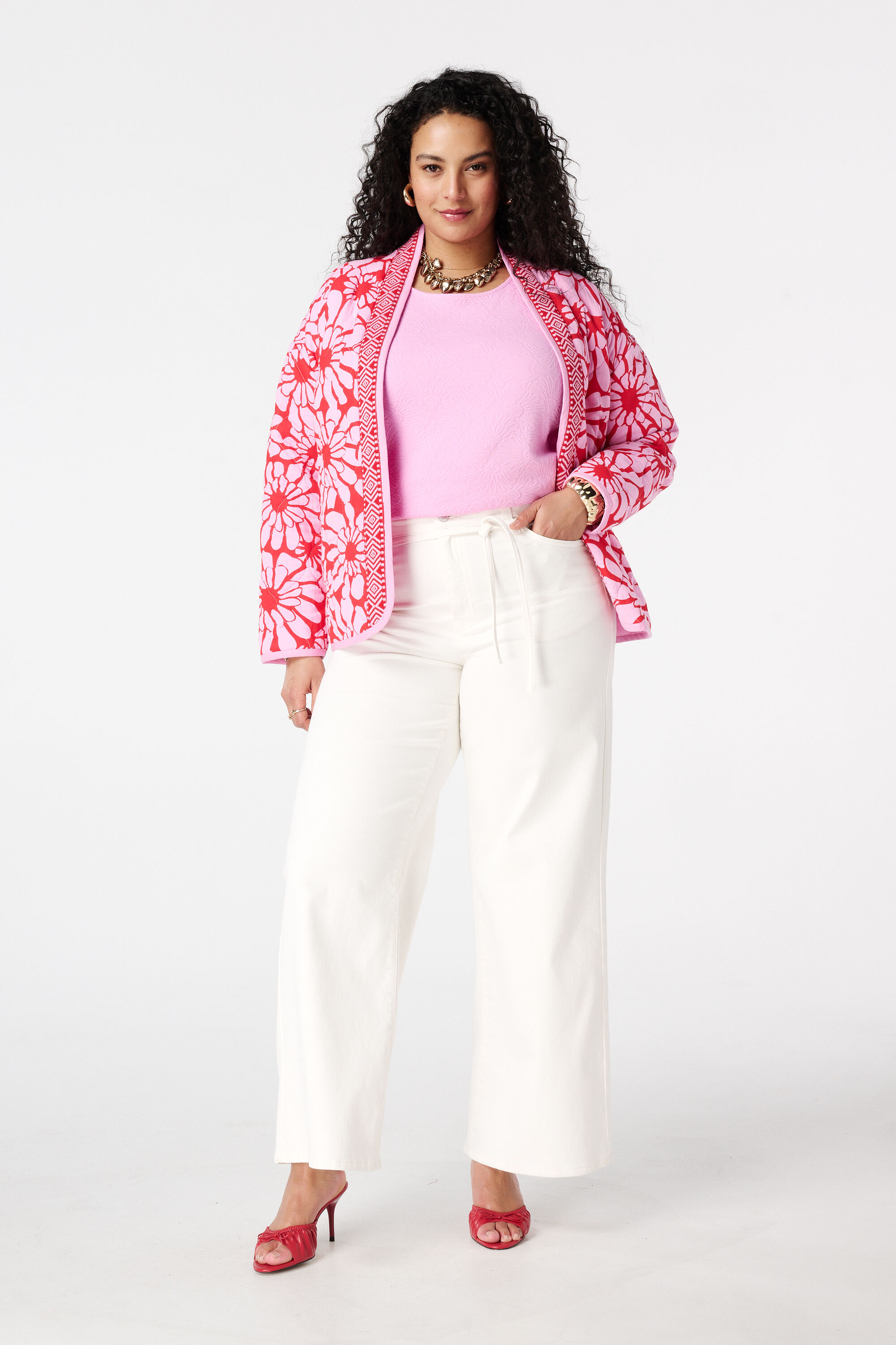 Wide leg jeans met strikkoord