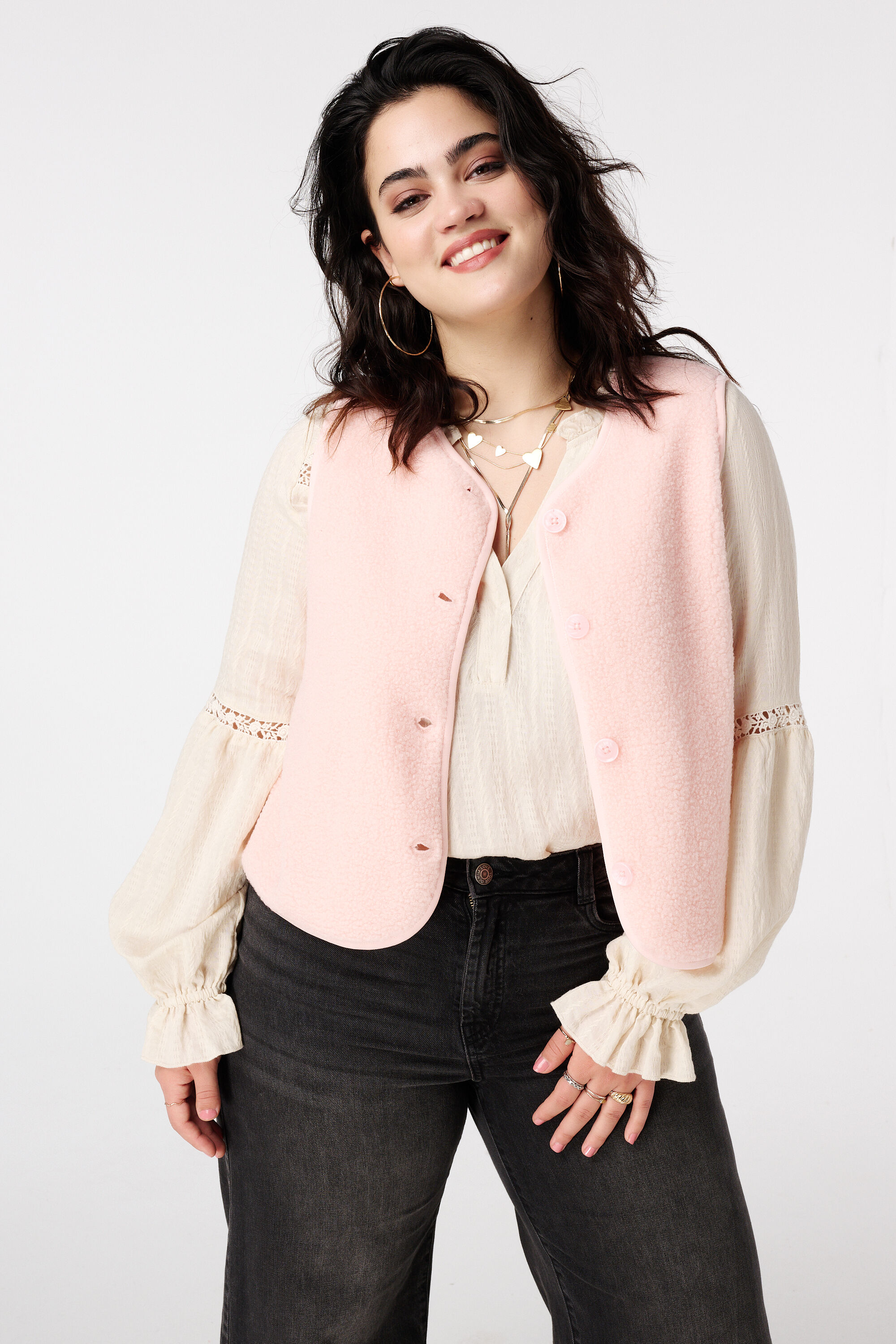 Teddy gilet met knoopsluiting