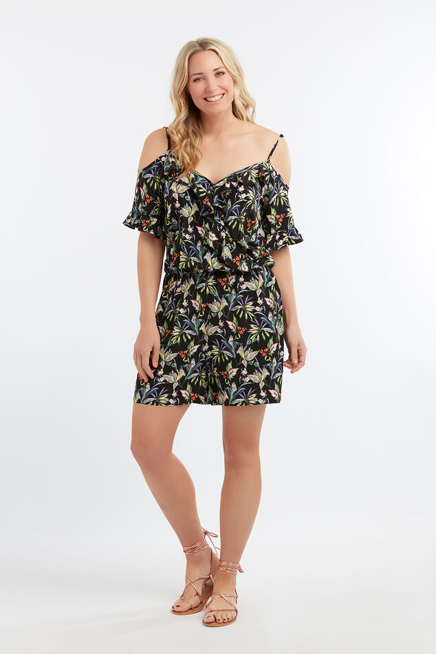 Playsuit met bloemenprint en volant image number 0