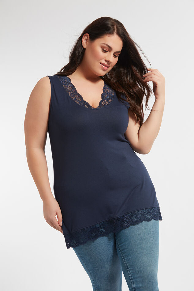 Mouwloze top met kant image number 3