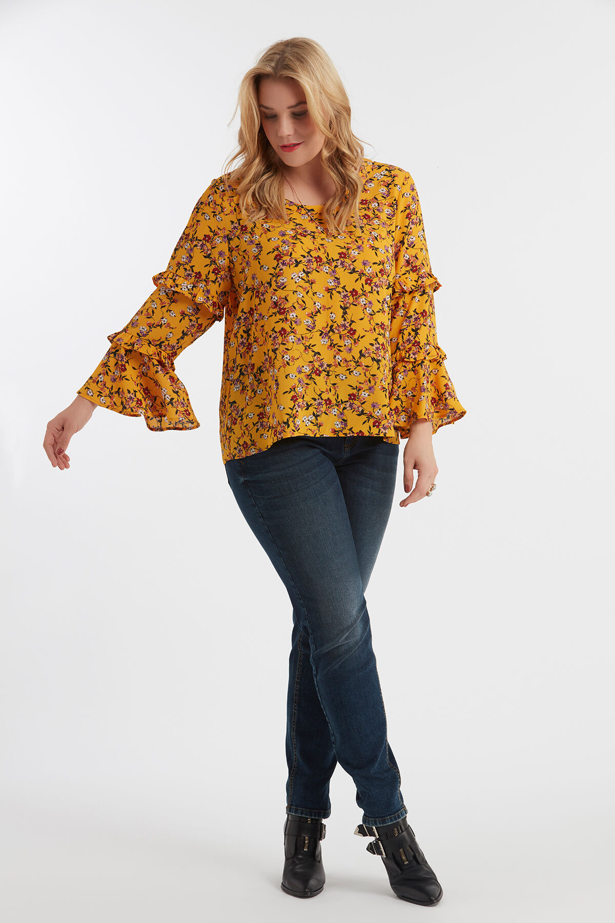 Blouse met volant mouwen image number 4