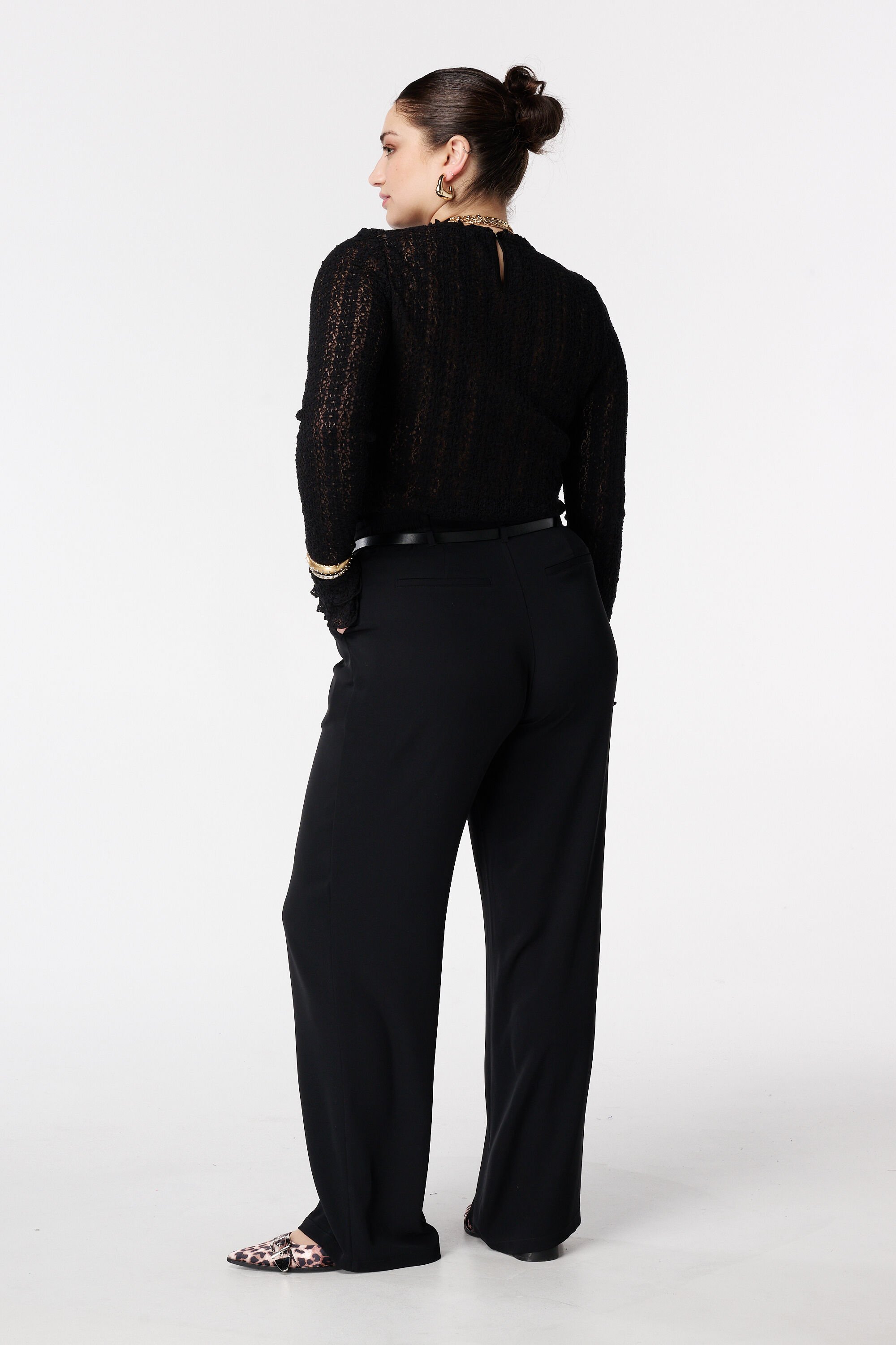 Wide leg pantalon met ceintuur image number 3