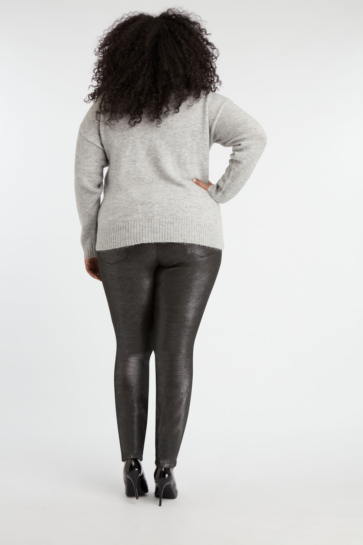 Coated broek met glitter image number 3