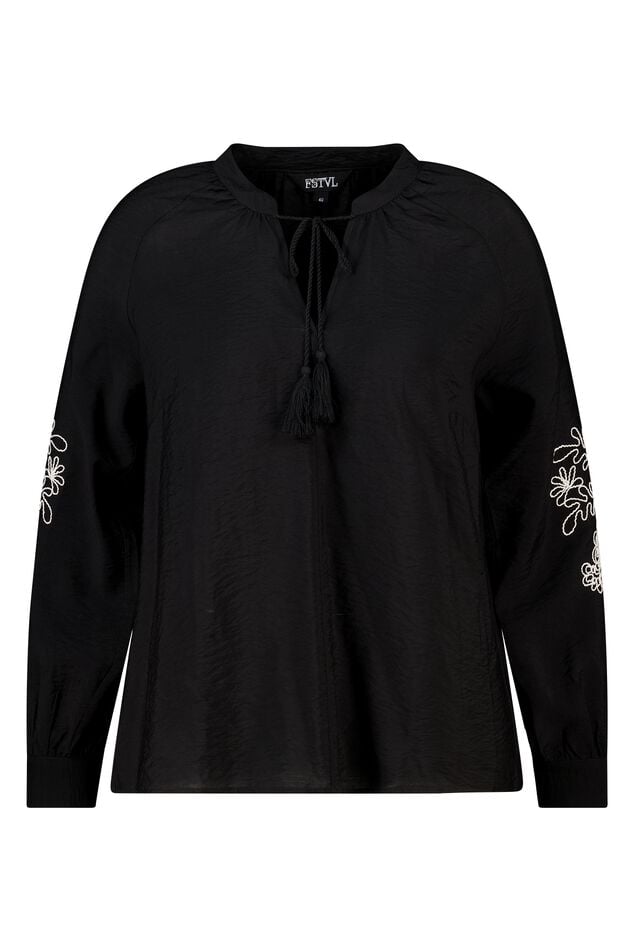 Blouse met borduursel op de mouwen image number 1