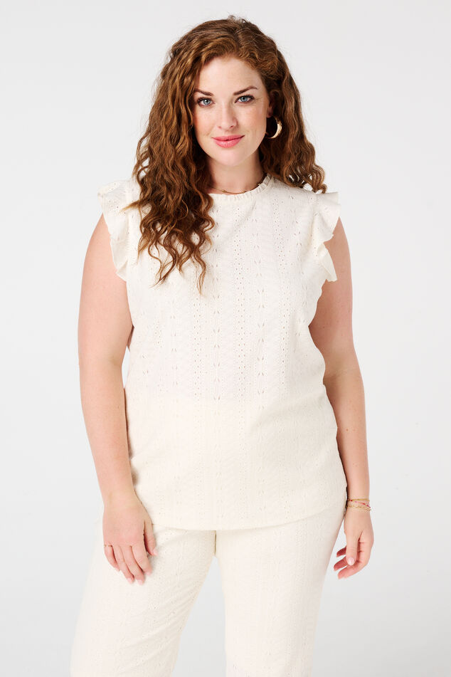 Broderie top met ruffle image number 0